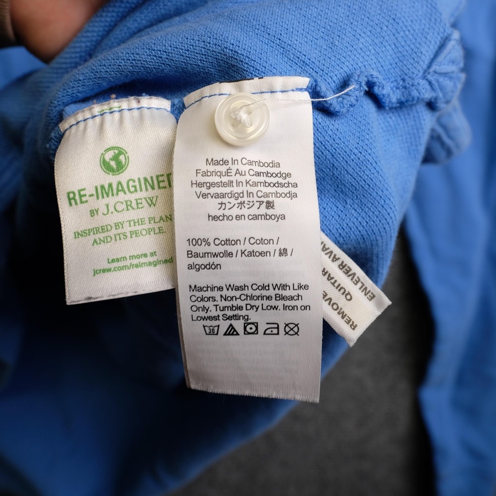 Vintage J Crew Rugby Polo Shirt Mens L Blue Long Sleeve Cotton Oarsman Casual - Picture 4 of 10
